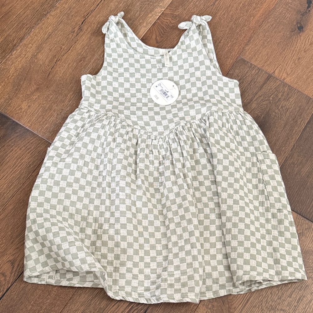 Rylee + Cru Gray Checkered Kids Dress